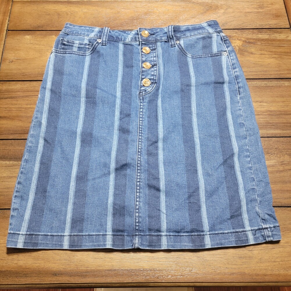 Velvet Heart Denim Striped Menna Classic Skirt w/ 4 Buttons - Size 29